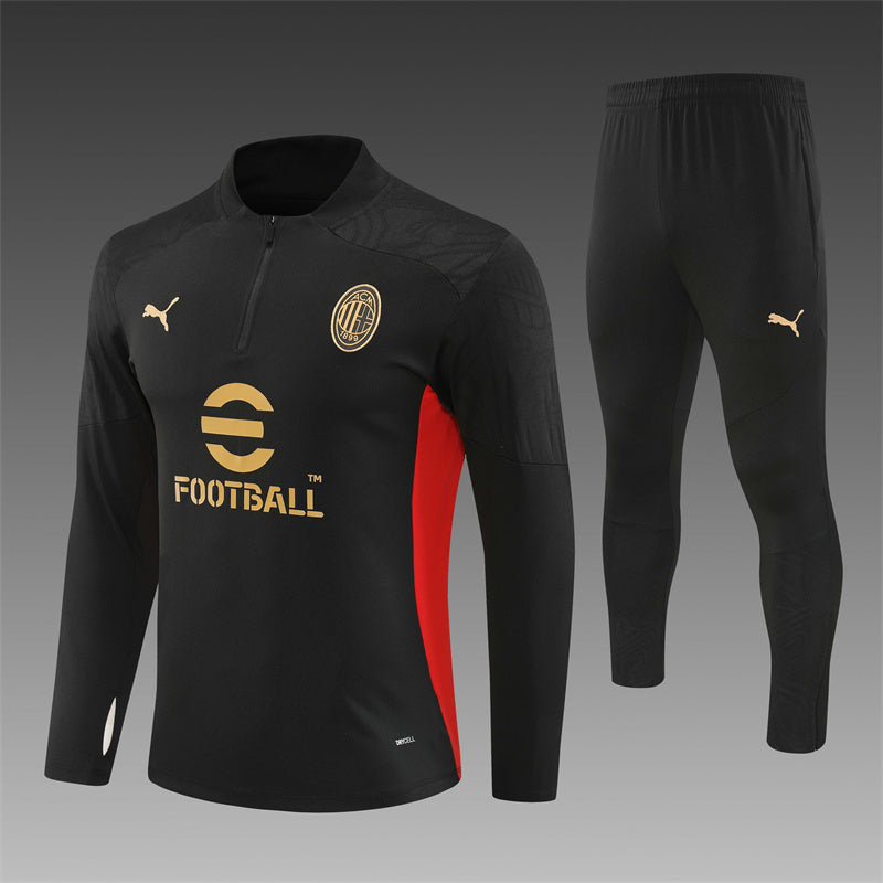 Buzo Completo AC Milán Negro Dorado