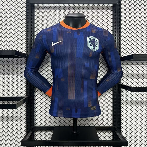Camiseta Países Bajos Visita 2024 Versión Jugador Manga Larga
