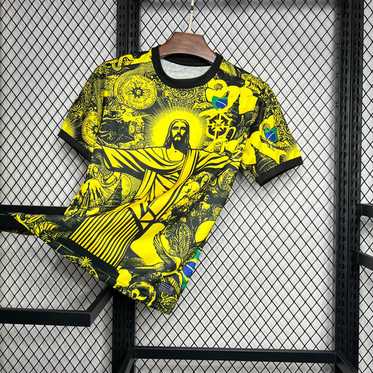 Camiseta Brasil "Edición Cristo Redentor Amarilla" 2024 Versión Fan