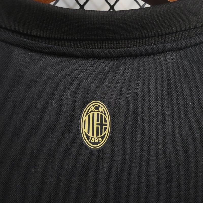 Camiseta AC Milán Edición Aniversario Negra 2024/25 Versión Fan Manga Larga