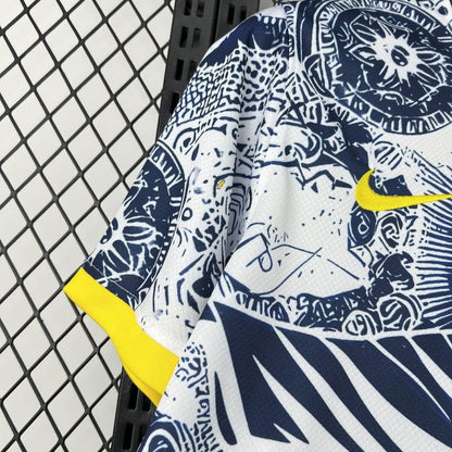 Camiseta Brasil Cristo Redentor Azul y Blanco 2025/26 Versión Fan