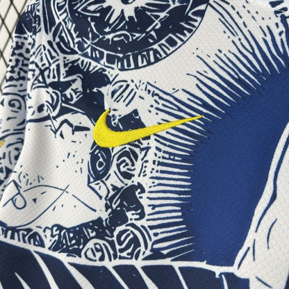 Camiseta Brasil Cristo Redentor Azul y Blanco 2025/26 Versión Fan