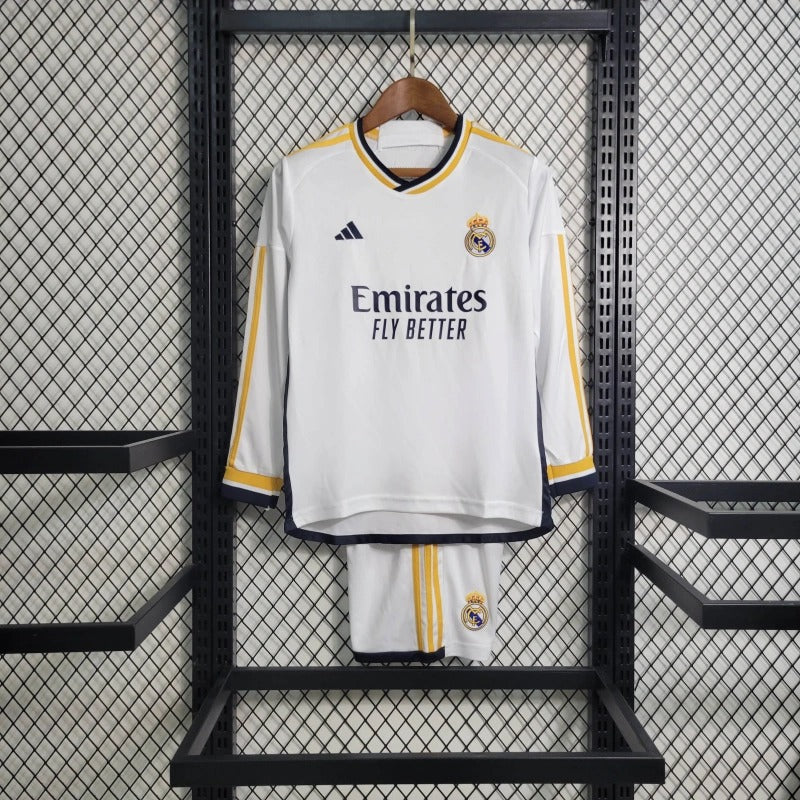 Real Madrid Local Manga Larga Kit Niños 2023/24