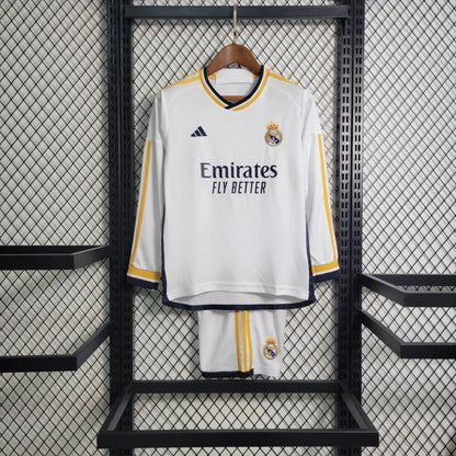 Real Madrid Local Manga Larga Kit Niños 2023/24