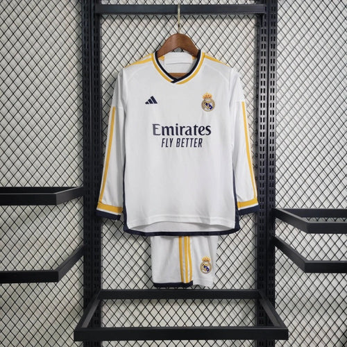 Real Madrid Local Manga Larga Kit Niños 2023/24