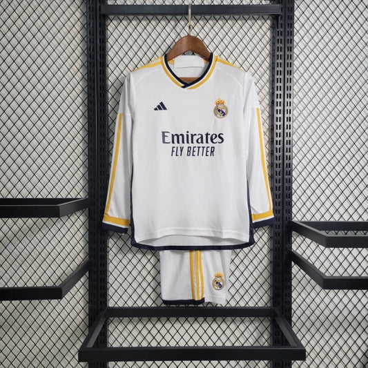 Real Madrid Local Manga Larga Kit Niños 2023/24