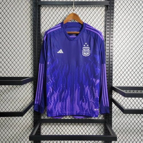 Camiseta Argentina Manga Larga Visita 2022/23 Versión Fan