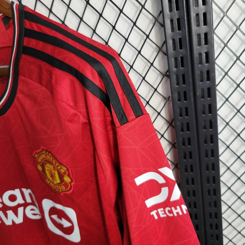 Camiseta Manchester United Manga Larga Local 2023/24 Versión Fan