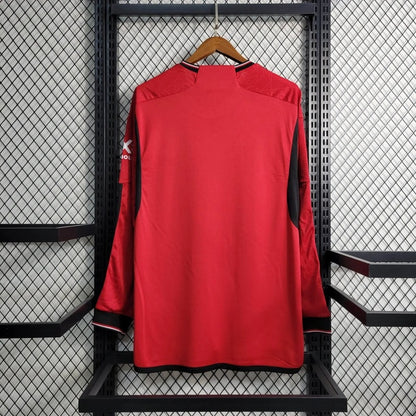 Camiseta Manchester United Manga Larga Local 2023/24 Versión Fan