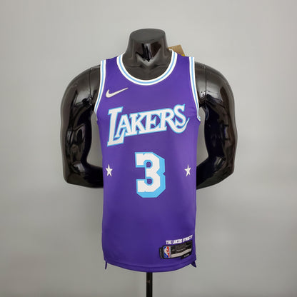 Camiseta LA Lakers Aniversario 75 Morada 2022 Versión Fan