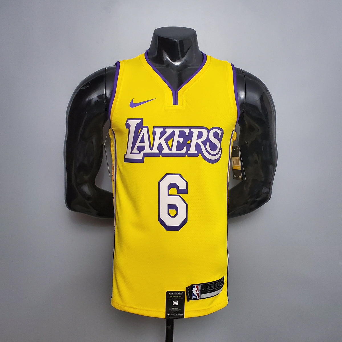 Camiseta LA Lakers Amarilla Cuello en V Versión Fan