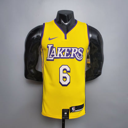 Camiseta LA Lakers Amarilla Cuello en V Versión Fan
