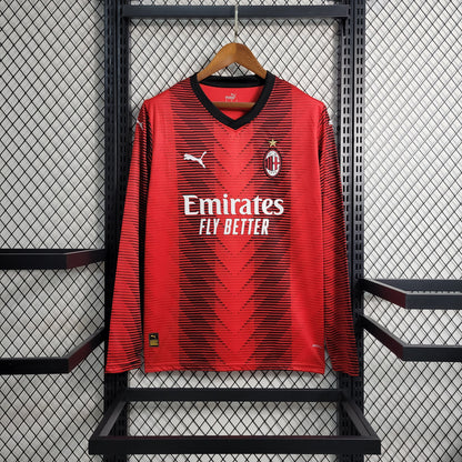 Camiseta AC Milán Local Manga Larga 2023/24 Versión Fan