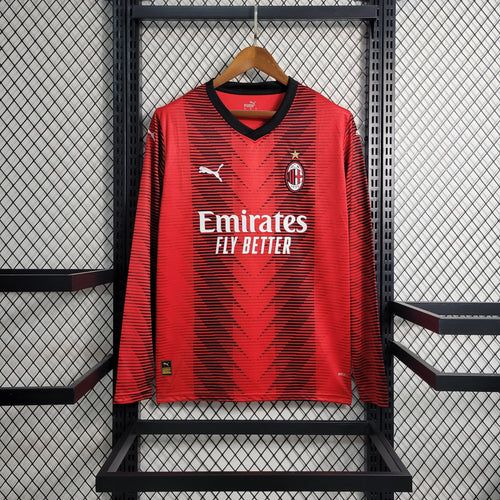 Camiseta AC Milán Local Manga Larga 2023/24 Versión Fan