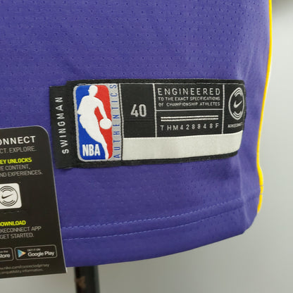 Camiseta LA Lakers Morada Cuello en V Versión Fan